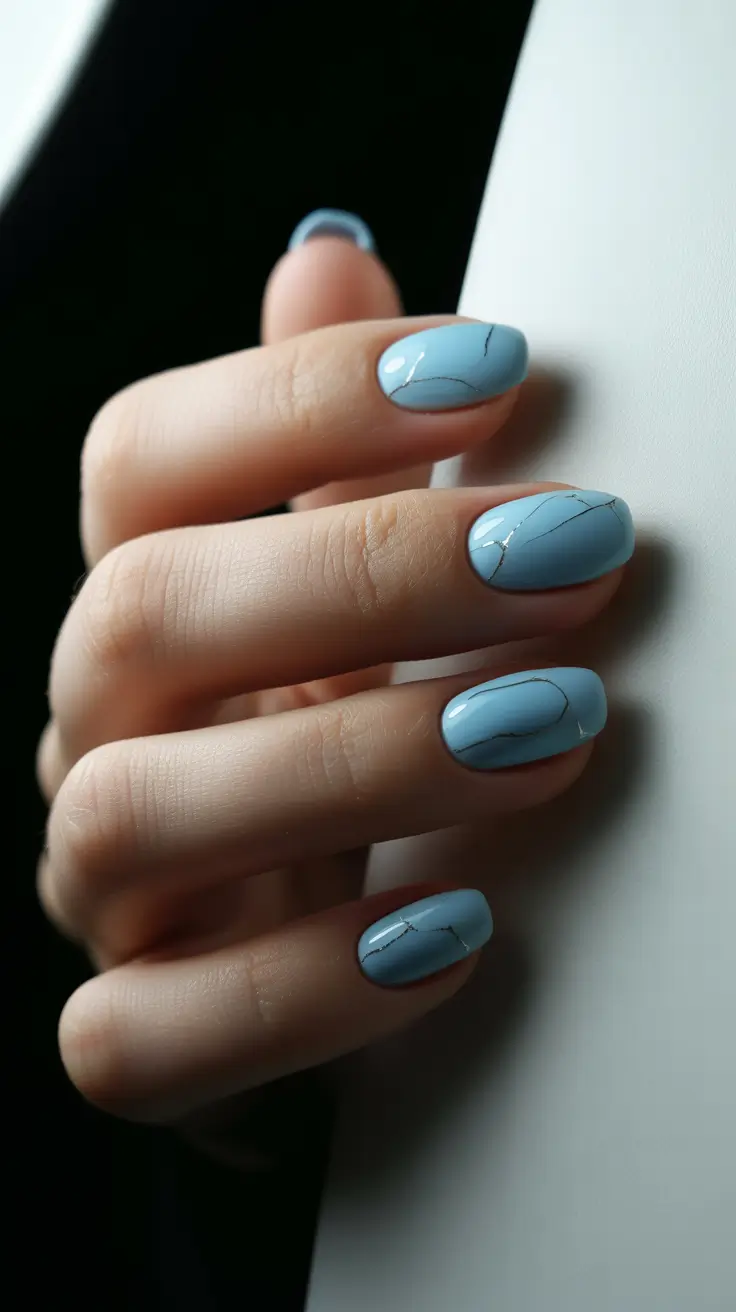 summer short nail inspo 2026 Sky Marble Blue - Minimal Art with a Cool Edge