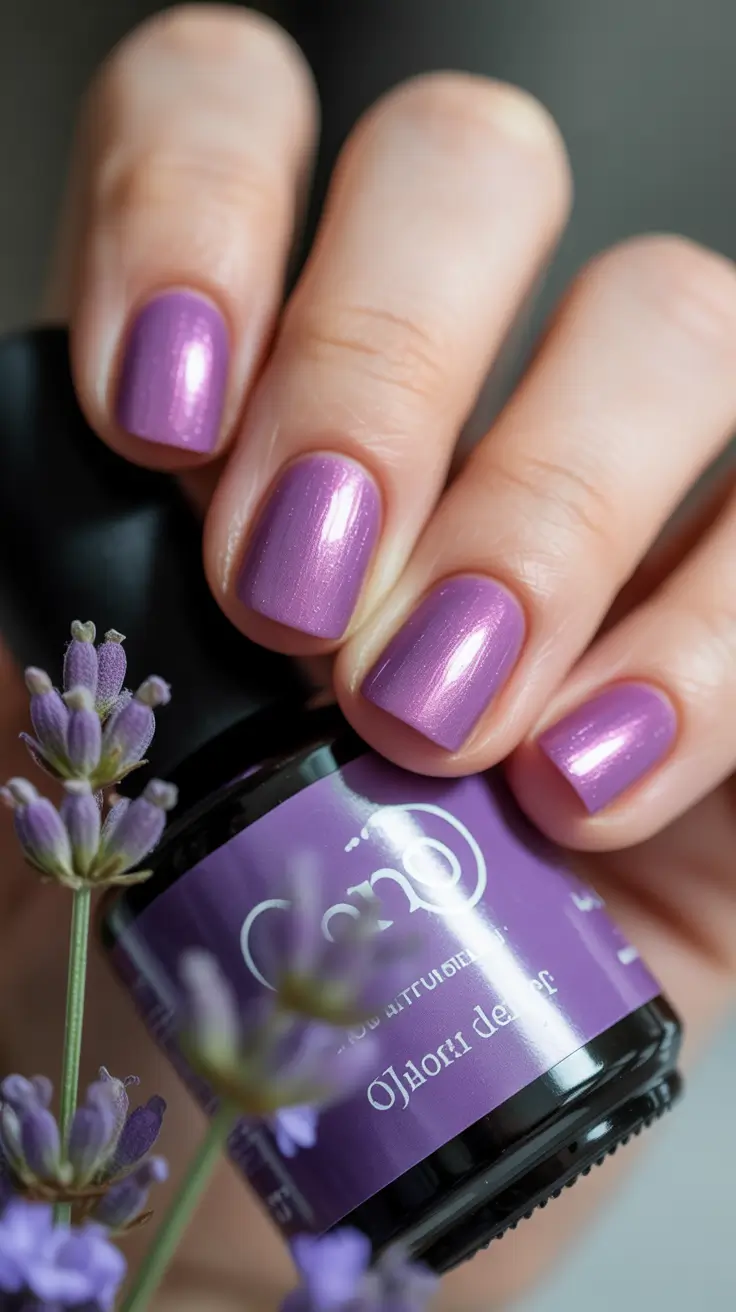 summer short nail inspo 2026 Lavender Shimmer - Soft Glow with a Hint of Light