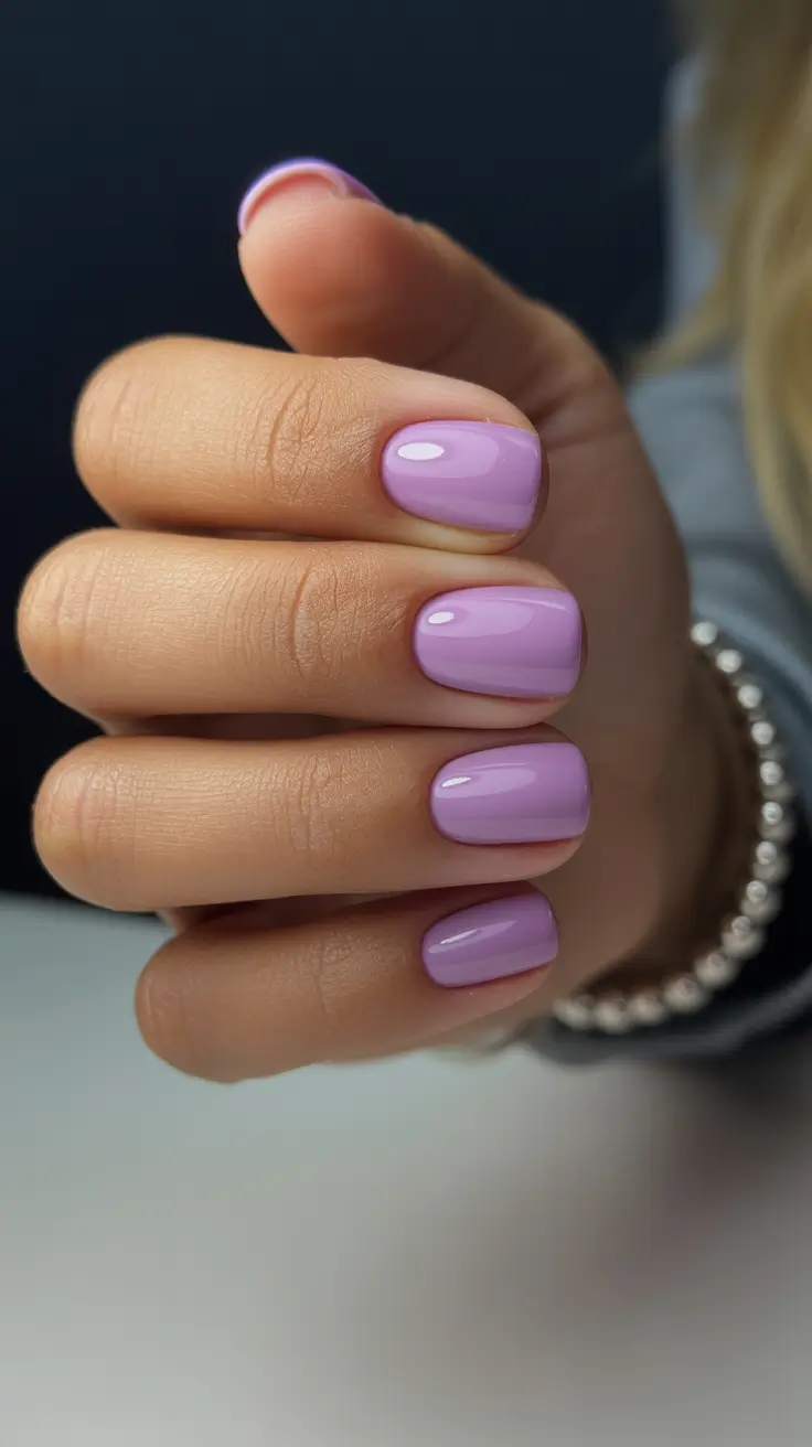 summer short nail inspo 2026 Soft Lilac Gloss - Clean, Polished, Effortless