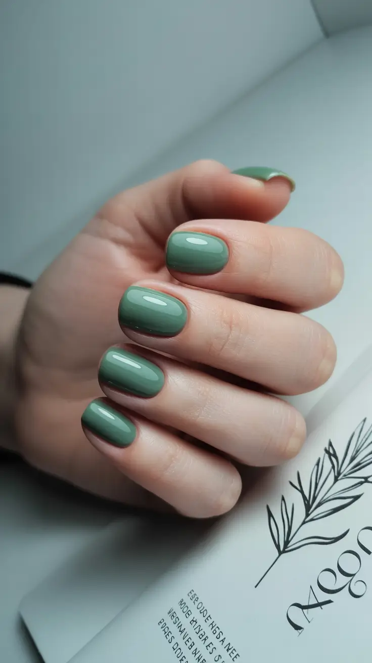 summer short nail inspo 2026 Muted Sage Gloss - The Quiet Luxury of Green