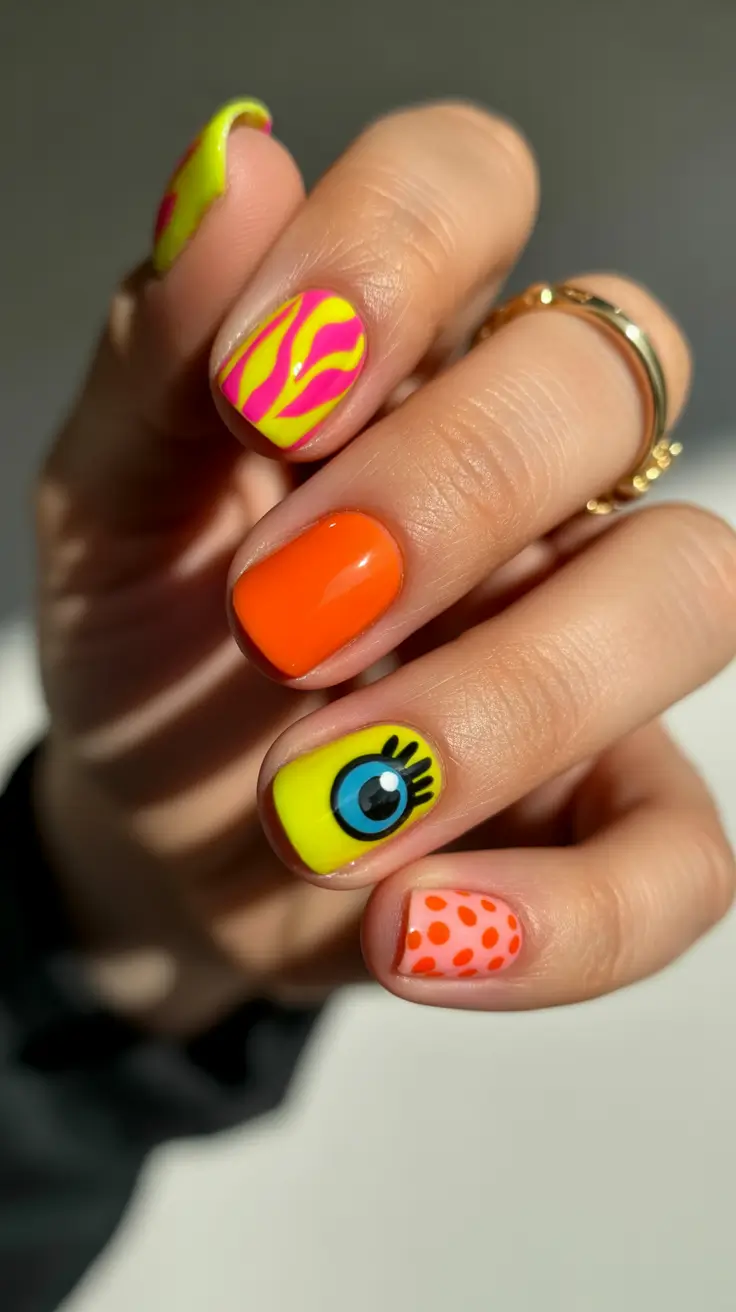 summer short nail inspo 2026 Pop Art Mix - Bold, Playful, Impossible to Ignore
