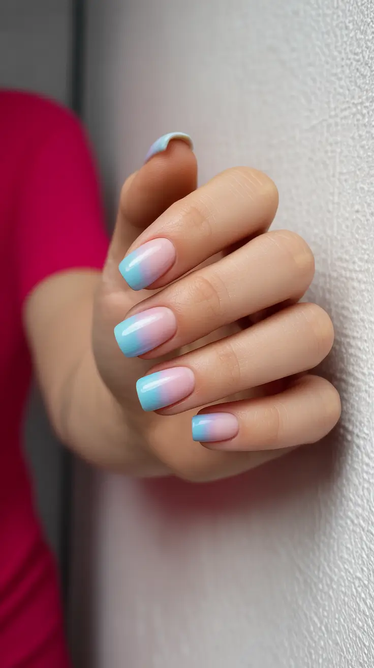 summer short nail inspo 2026 Blue Ombre French - A Fresh Take on Classic Tips