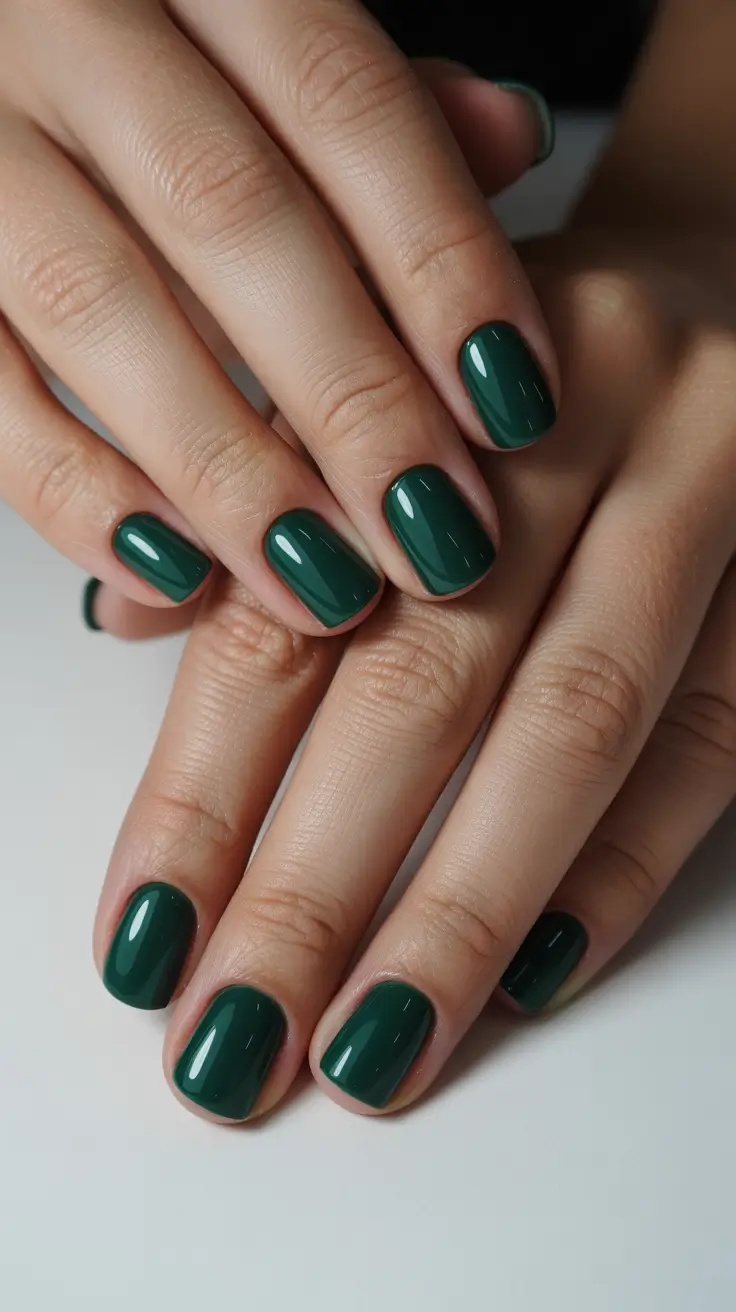 summer short nail inspo 2026 Deep Forest Gloss - A Bold Take on Short Nails
