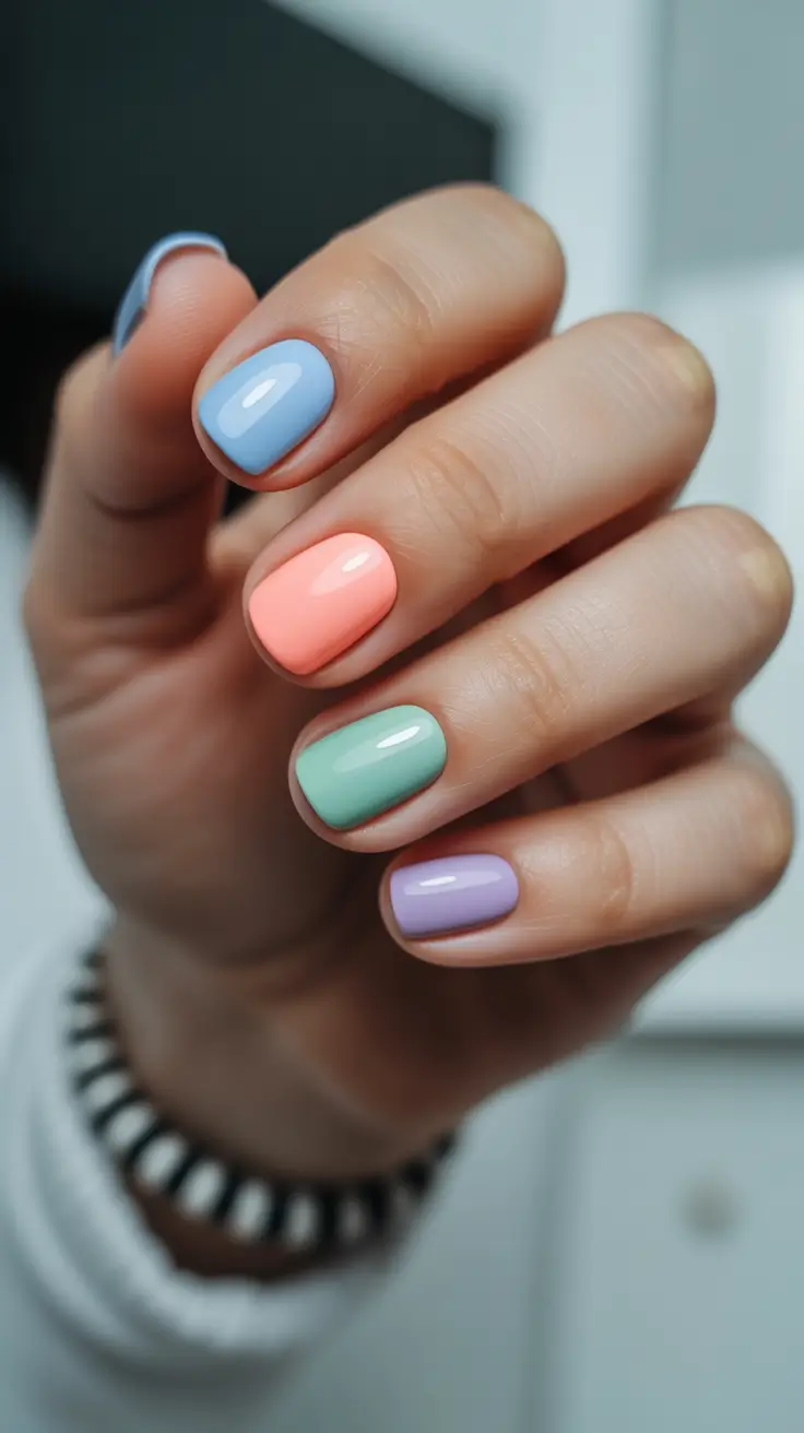summer short nail inspo 2026 Playful Pastel Mix - Color Therapy for Summer Days