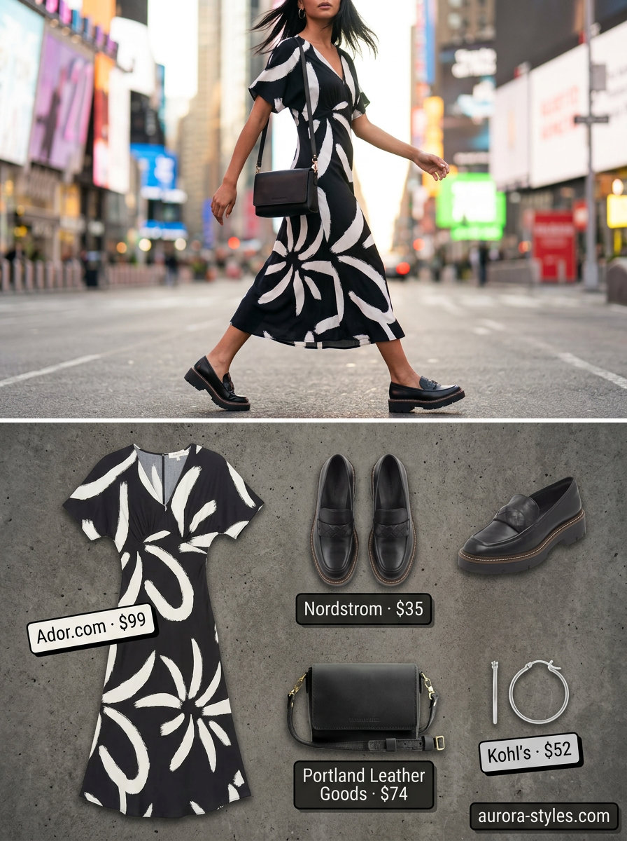 Boho summer flowy maxi dresses 2026: Black abstract print dress for city exploration.