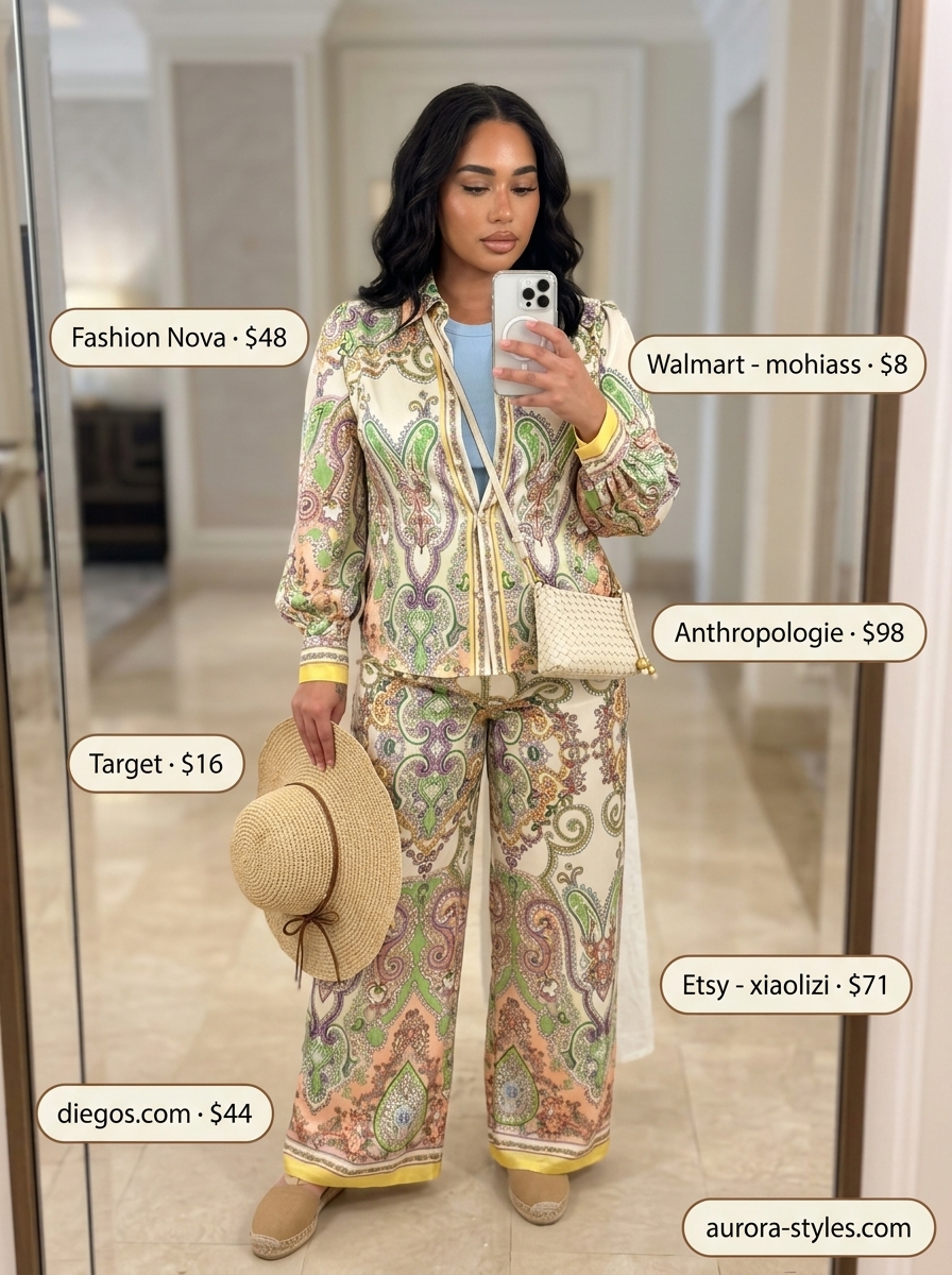Comfy Summer Road Trip Outfits 2026: Farmers Market Comfy summer road trip outfits for women 2026: White linen skirt, sky blue tank, espadrilles, straw hat, woven crossbody bag.