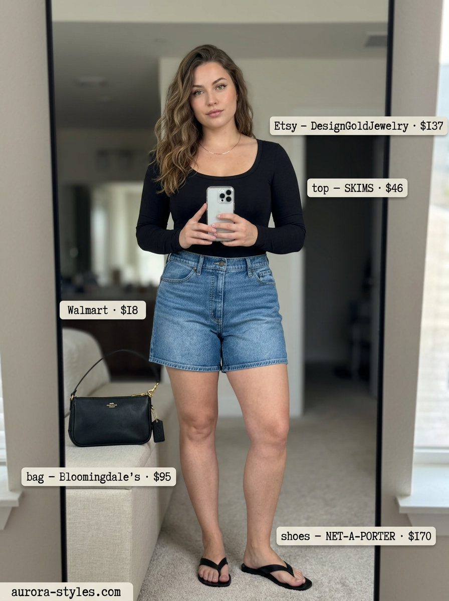 Styling mistake: Wearing shorts with a bodysuit and minimalist sandals for a summer evening out.