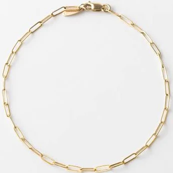 accessory 10K Solid Gold Dainty Paperclip Chain Bracelet GLDN $128