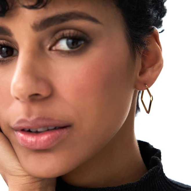 accessory 14K Gold Geometric Hoop Earrings Etsy - FerkosFineJewelry $319.2