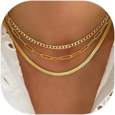 accessory 14K Gold Layered Herringbone Necklace Set Target $41.99