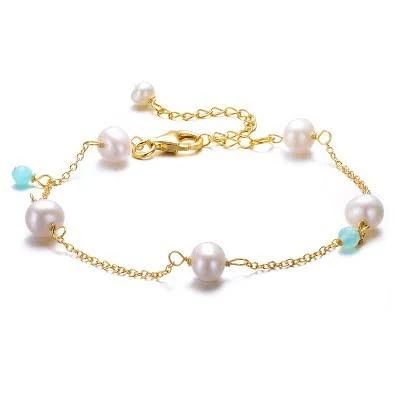 accessory 14K Gold Plated Minimalist Pearl Chain Bracelet Target $18.99