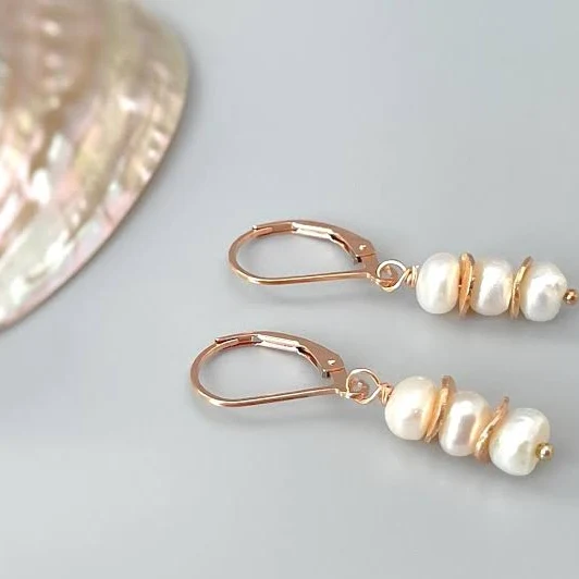 accessory 14K Gold Sterling Silver Freshwater Pearl Drop Earrings Etsy - BlueHeronJewelry $41.65