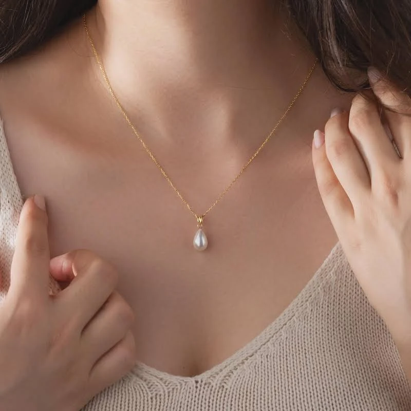 accessory 14K Gold Teardrop Pearl Necklace Etsy - Seller $34.9