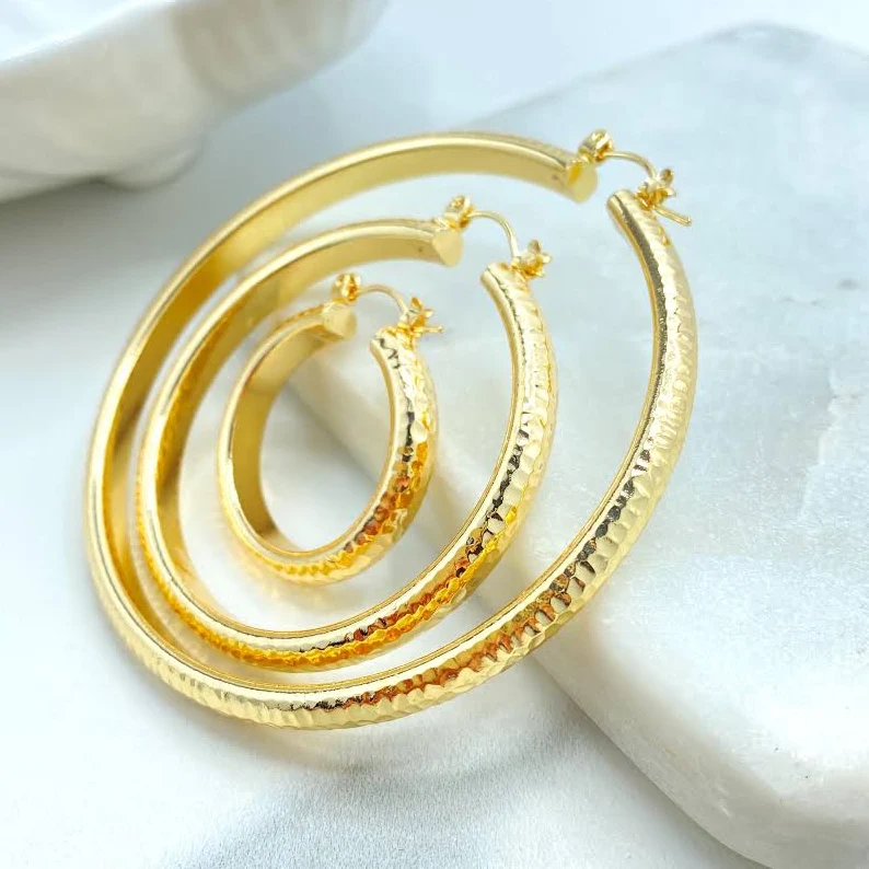 accessory 18K Gold Filled Hammered Chunky Hoop Earrings Etsy - DiJuJewels $11.9
