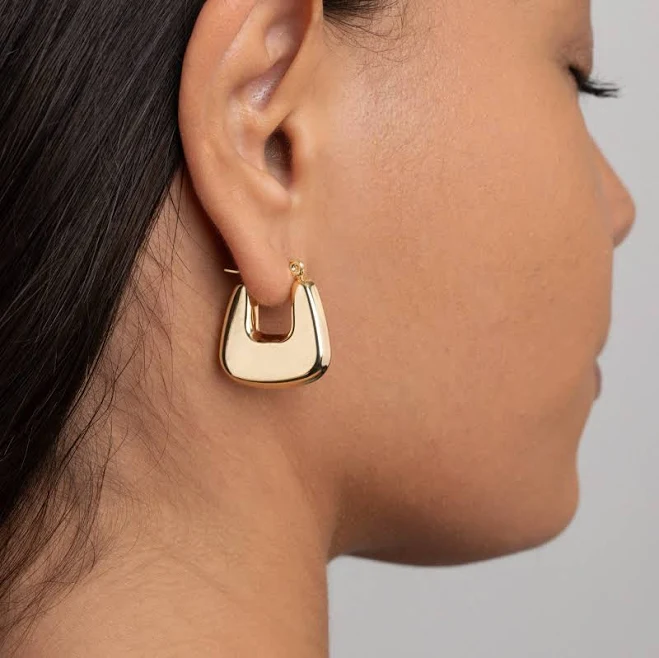 accessory 18K Gold Plated Geometric Chunky Hoop Earrings Etsy - GlamourJewelryHouse $21.75