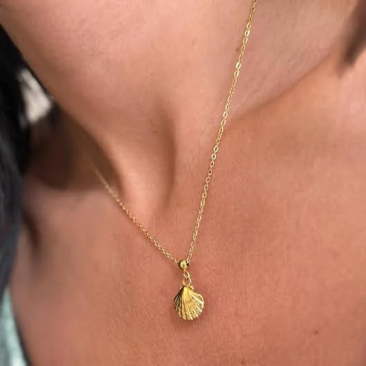 accessory 18K Gold Sea Shell Dainty Necklace Etsy - Seller $51.45