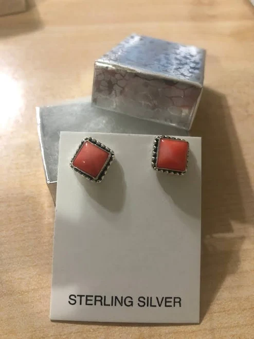 accessory 925 Sterling Coral Stud Earring Etsy - TurquoiseStuds $41