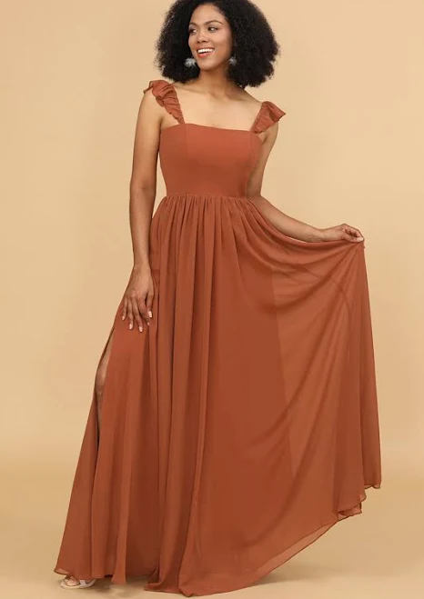 dress A-Line Ruffle Chiffon Bridesmaid Dress Wedtrend $99