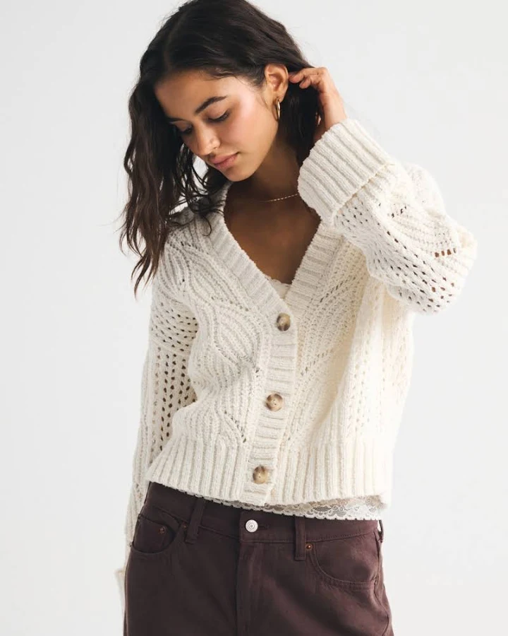outerwear Abercrombie & Fitch Women's Cameron Textural Stitch Cardigan Abercrombie & Fitch $85