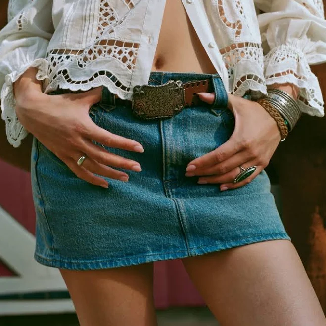 skirt Abercrombie & Fitch Women's Mixed Fabric Denim Mini Skirt Abercrombie & Fitch $100