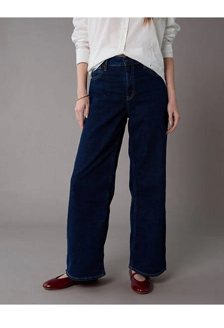 bottom AE Dreamy Drape Stretch Super High-Waisted Baggy Wide-Leg Jean American Eagle Outfitters $34.96
