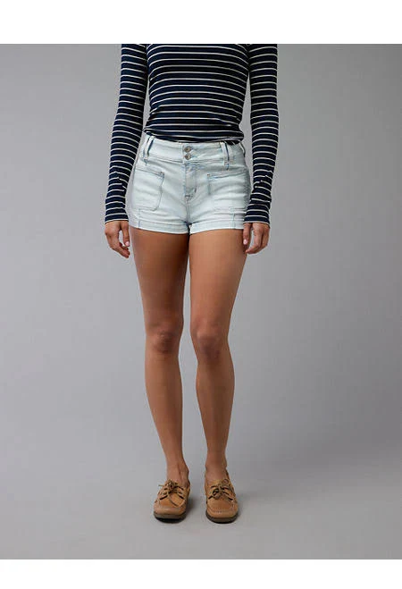 bottom AE Next Level Women's High-Waisted Ripped Denim Shorts American Eagle Outfitters $23.98