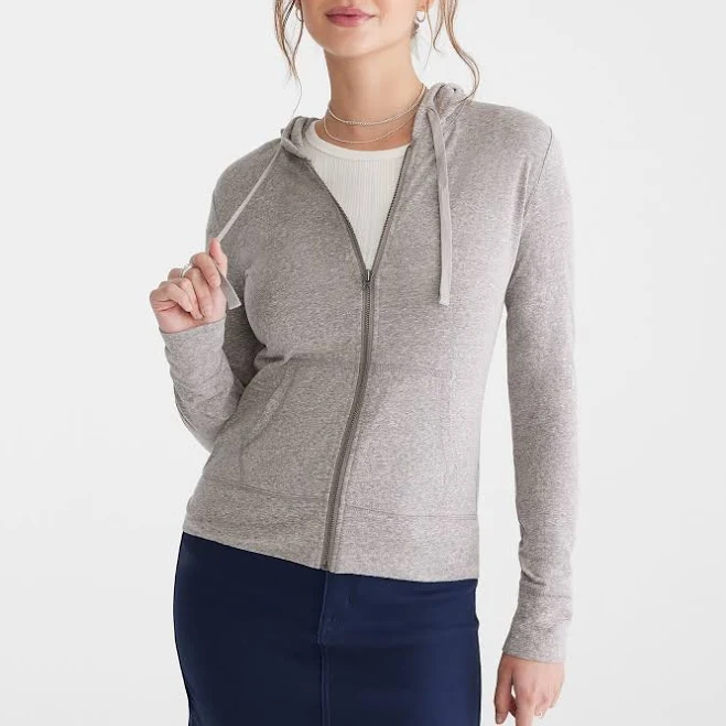 outerwear Aeropostale Women's Lightweight Full-Zip Cotton Hoodie Aeropostale.com $19.75