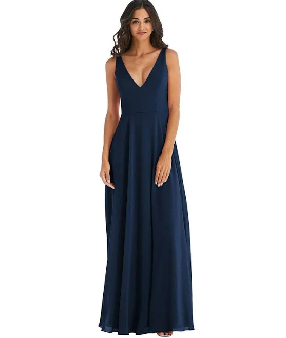 dress After Six Women's Deep V-Neck Chiffon Maxi Dress Macy's $170