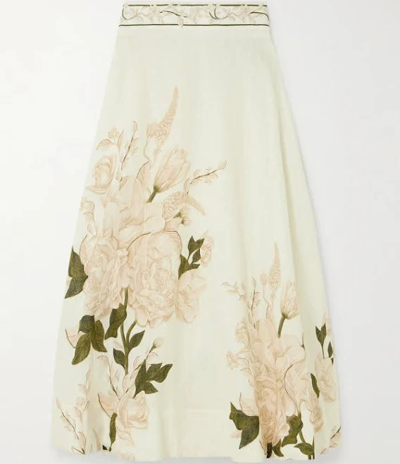 skirt Agua by Agua Bendita Bergamota Gardenia Floral-print Linen Midi Skirt - Women - Cream Skirts - M NET-A-PORTER $445