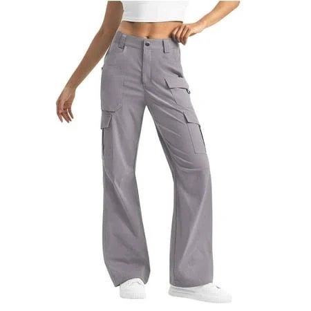 pants Aherbiu Women's High-Waisted Straight Leg Cargo Pants with Multi Pocket Walmart - AherBiu Store $15.99