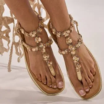 shoes Akira Azalea Wang Loski Metallic Rhinestone Embellished Flat Strap Sandal AKIRA $59.9
