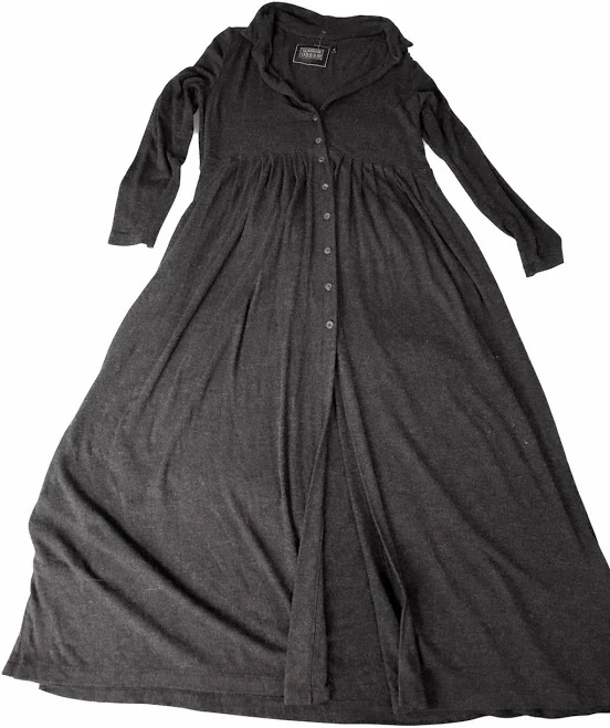 shirt dress Alembika Urban Charcoal Gray Maxi Shirt Dress Collared Long Sleeve eBay $159.99