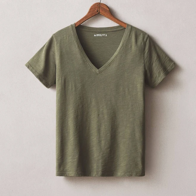 t-shirt American Giant Women's Heavyweight Slub Cotton V-Neck Tee Made in the USA American Giant $60