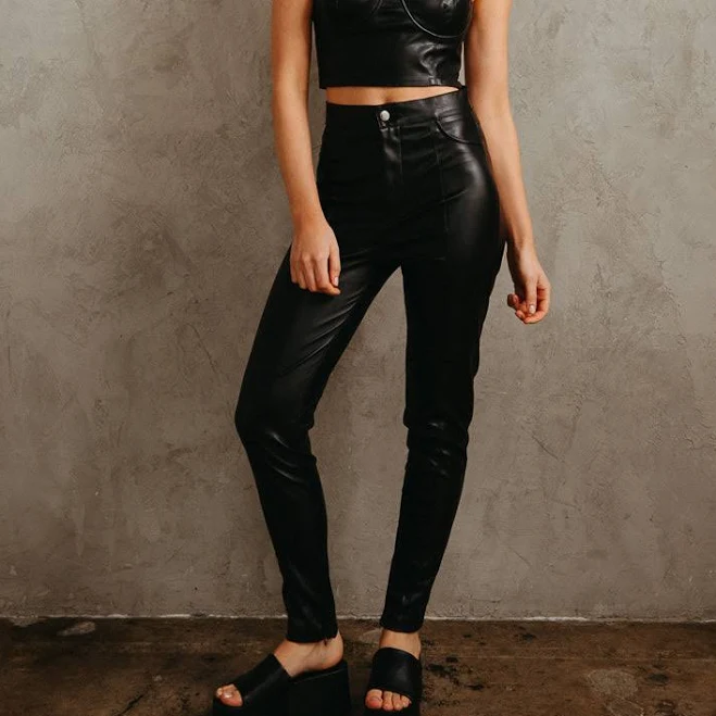 pants American Threads Kenny High-Rise Skinny Faux Leather Pants American Threads $49.08