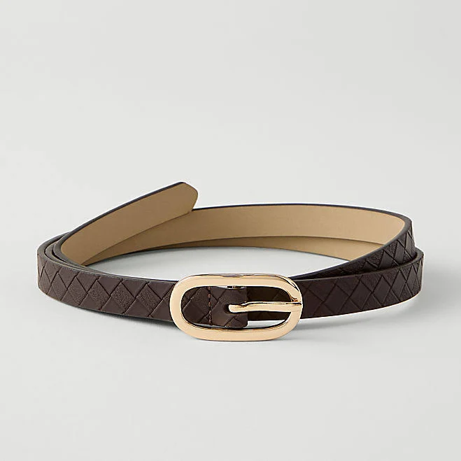 accessory Ann Taylor Skinny Woven Leather Belt Size XL Dark Chocolate Women's Ann Taylor $25