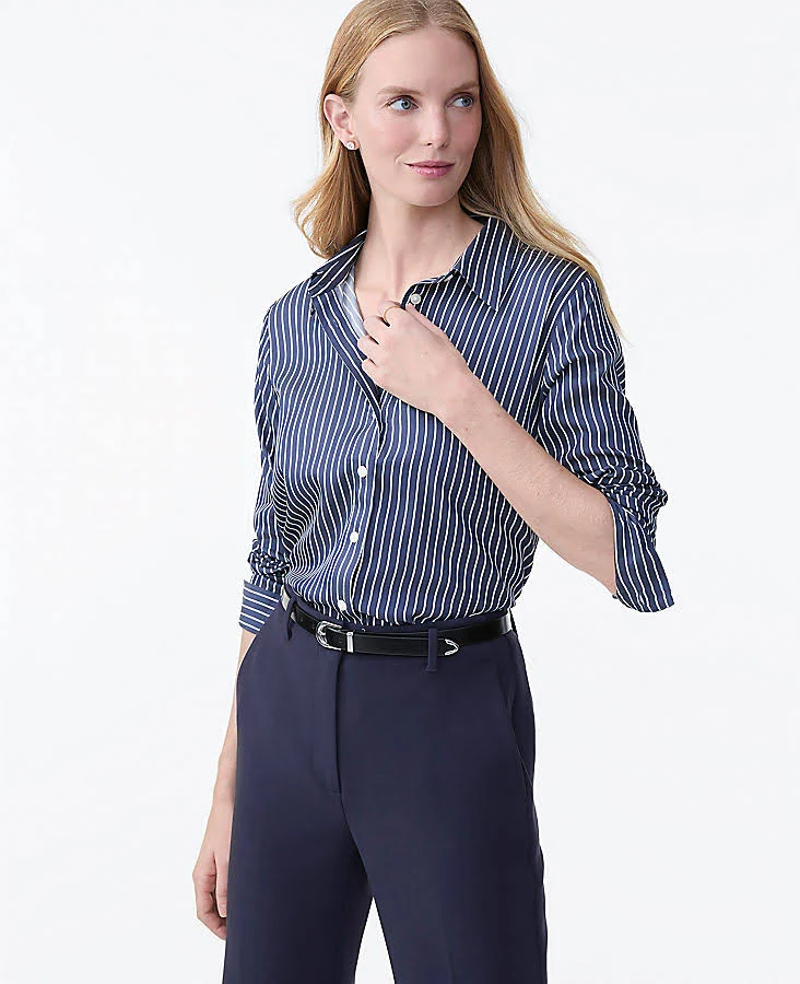 top Ann Taylor Women's Striped Relaxed Perfect Shirt Ann Taylor $32