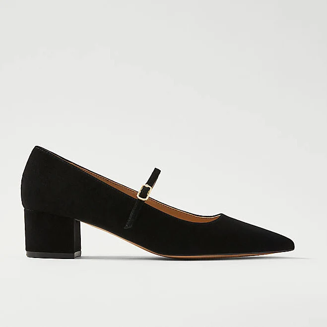 shoes Ann Taylor Women's Suede Pointy Toe Block Heel Pump Ann Taylor $84
