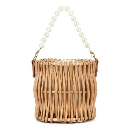 bag ANSAIR Women's Round Wicker Pearl Top Handle Rattan Beach Bag Walmart - ANSAIR Home $29.98