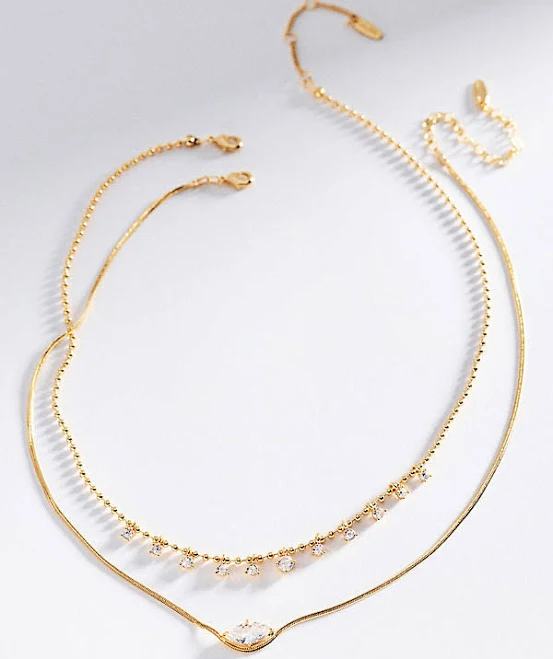 accessory Anthropologie Mixed Crystal Necklace Set of 2 Anthropologie $34.95