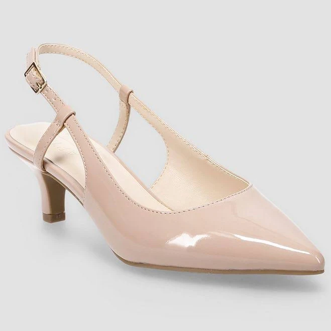 shoes Apt. 9 Keerah Women's Slingback Kitten Heels, Beige Patent Kohl's $29.99