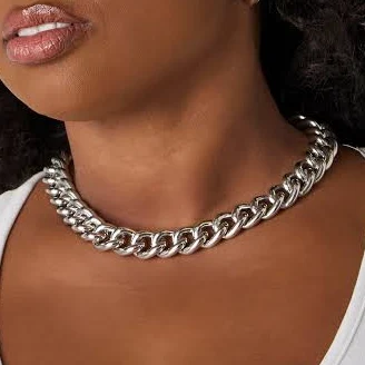 accessory Ashley Stewart Plus Size Silver Chain Link Necklace Ashley Stewart $9.75