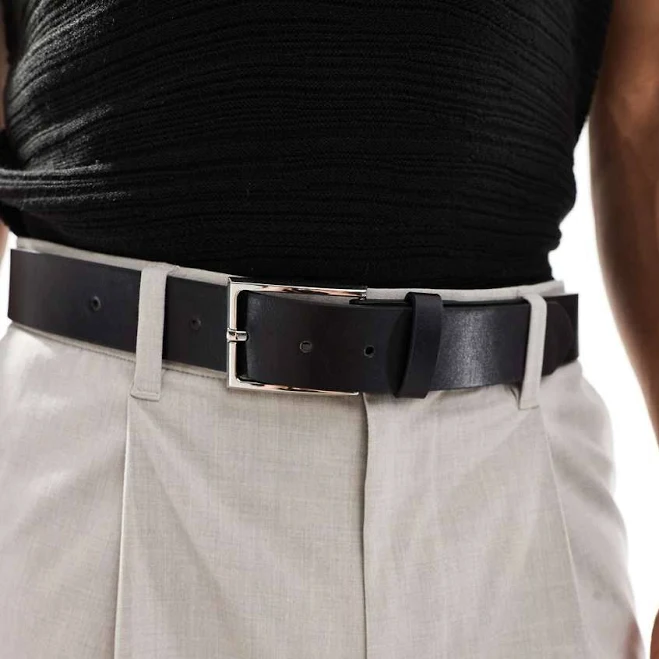 accessory ASOS Design Smart Faux Leather Belt with Silver Buckle ASOS $18.39