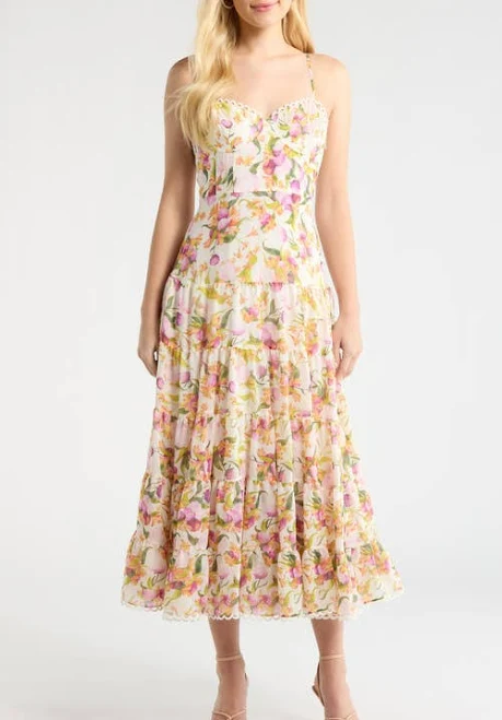dress Astr The Label Lianna Floral Scalloped Trim Tiered Maxi Dress Nordstrom $188