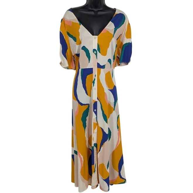 dress Ava & Viv Abstract Print Midi Dress Boho Artsy Statement Flowy eBay - omgsquare $29.95