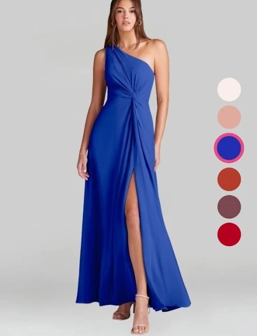 dress Azazie One-Shoulder A-Line Chiffon Bridesmaid Dresses Azazie.com $99
