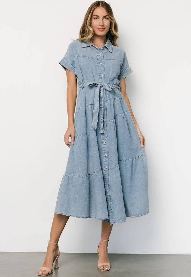 sundress Baltic Born Logan Button Up Denim Midi Dress Baltic Born $124