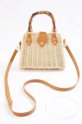 bag Bamboo Handle Scalloped Rattan Mini Bag Cato Fashions $24.99