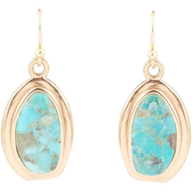 accessory Barse Women's Genuine Blue Turquoise Golden Drop Earrings Barse Jewelry $54.6