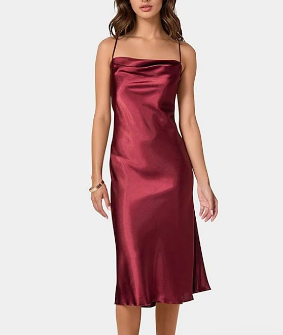 dress Bebe Women's Dresses Bebe Cowl Neck Midi Satin Slip Dress Urban Outfitters $69