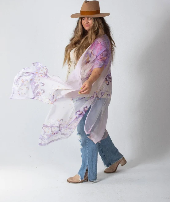 kimono Birdie Kimono Duster - LAVENDER OMBRE - Boho Kimono Beach Cover Up, Long Kimono Robe, Summer Kimono, Bohemian Print Kimono, Boho Fashion Etsy - Seller $74.34